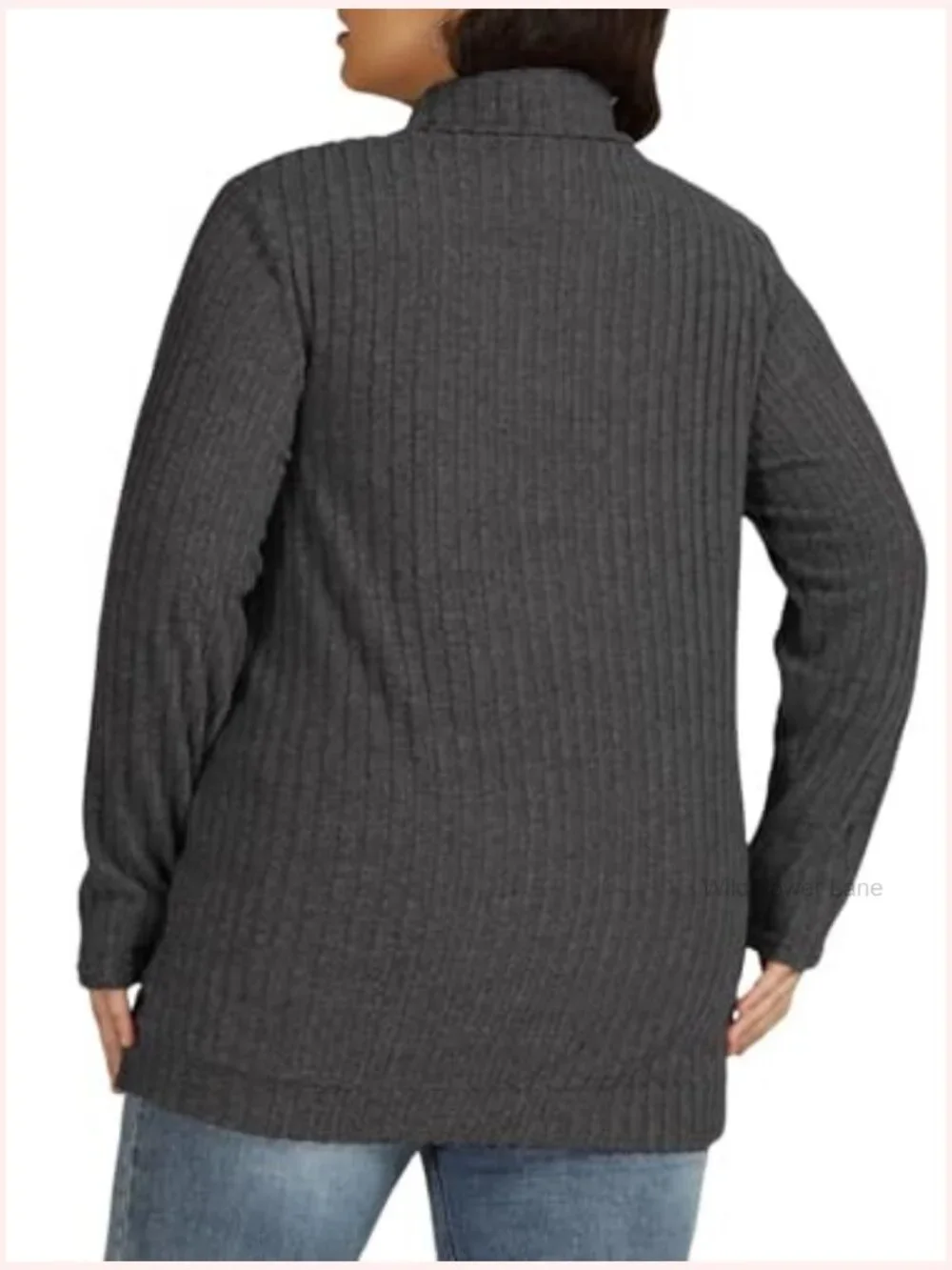 Plus Size Turtleneck Lightweight Sweater Womens Tunic Side Split Long Sleeve